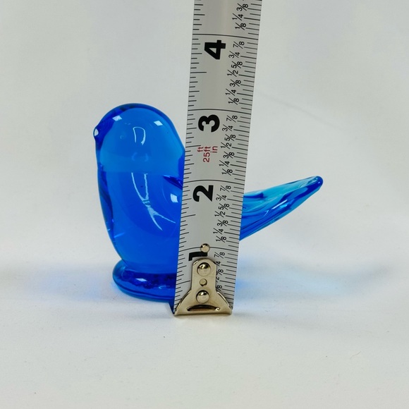 Leo Ward 1995 Vintage Blue Bird Of Happiness Art Glass Cobalt Signed 3.5x3.25 In - Picture 6 of 7